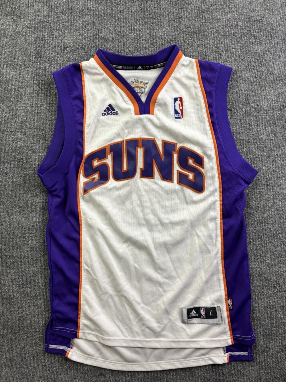 Phoenix Suns Basketball Jersey Youth Boys Large White Purple NBA Adidas